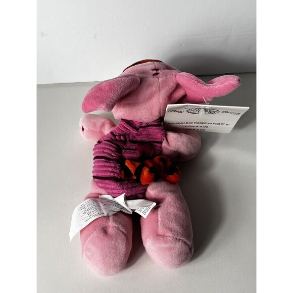 Disney 8" Tigger dressed as Piglet Mini Bean Bag Winnie the Pooh Pink Tiger - Picture 4 of 7
